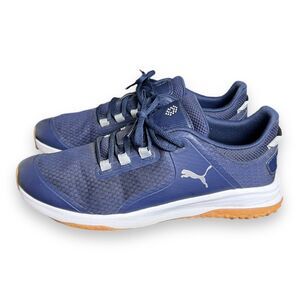 Puma Spikeless Fusion Grip Navy Blue & Silver Golf Shoes Mens Size 10, 377527-03